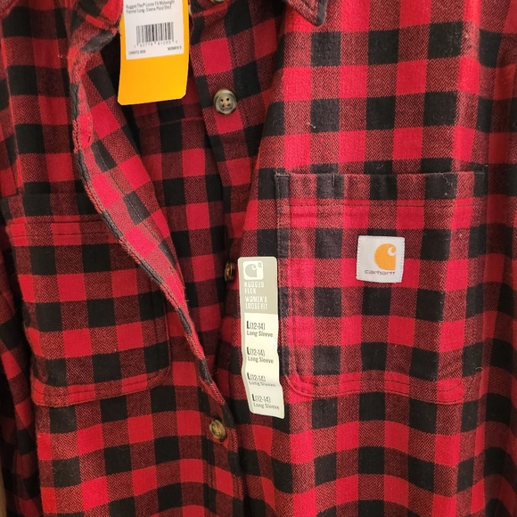 Womens size Large Carhartt Buffalo check plaid flannel button down shirt - Picture 2 of 7